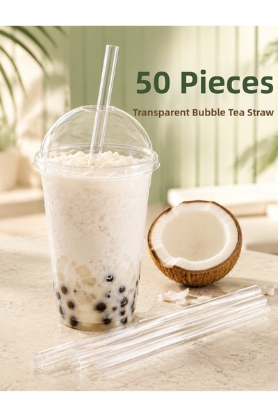 alenked Wide Thick Straws 8 mm X 26 cm Smoothie, Milkshake, Frozen Compatible...