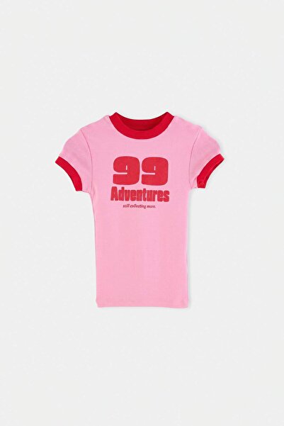 TRENDYOLKIDS Pink Plain Knitted T-Shirt Tkdss26Ts00081