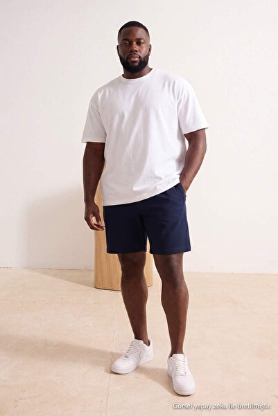 Trendyol Kollektion Marineblaue Herren-Shorts & Bermuda-Hosen in Übergröße TM...