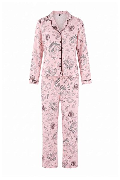 Trendyol Collection Pink 100% Cotton Printed 30/1 Openend Single Jersey Knitt...