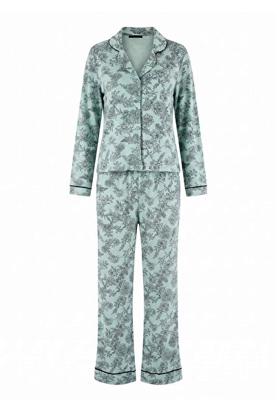 Trendyol Collection Set de pijamale tricotate din jerseu deschis, gri, 100% b...