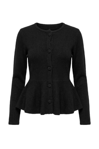 Trendyol Collection Black Soft Textured Crew Neck Skirt Hem Flounce Knitwear ...