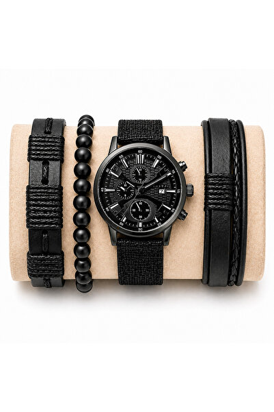 Geneva Ανδρικό Σετ Ρολόι και Βραχιόλι Υψηλής Ποιότητας – Κομψός Μαύρος Σχεδια...