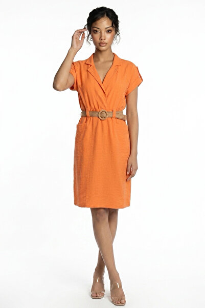 By Saygı Γυναικείο φόρεμα με τσέπη και ζώνη μέσης