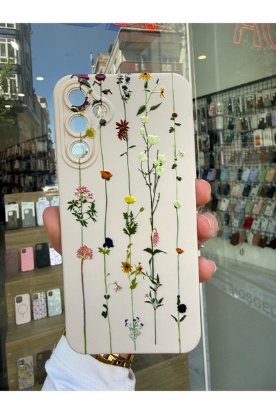 OVADA Samsung Galaxy A14 Uyumlu Sarmaşık Ve Çiçek Desenli Silikon Telefon Kılıfı