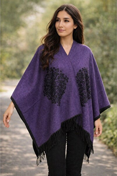 ALDAIYR Women's winter double-sided poncho shoulder 140x140