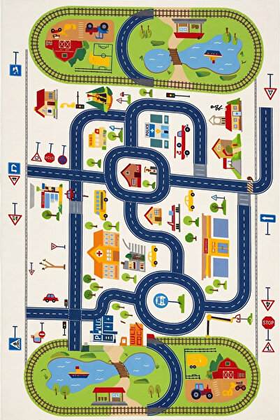 Gergef House Kids Serisi Desenli Dokuma Taban Modern Dekoratif Halı