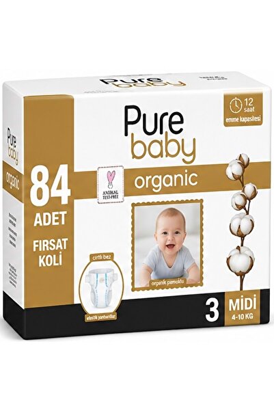 Pure Baby Organic Baby Diapers Size 3 4-10 kg Midi 84 Pieces Monthly Deal Pk