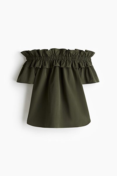 H&M Fırfırlı Omuzları Açık Bluz