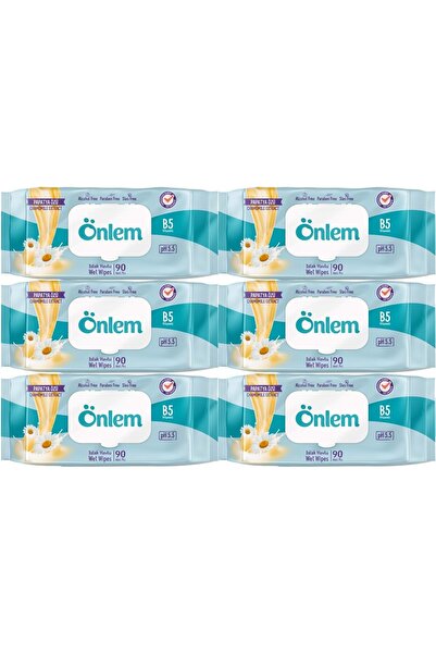 ÖNLEM Islak Havlu Mendil 90 Yaprak Papatya Özü (6 Lı Set) Plastik Kapaklı 540...