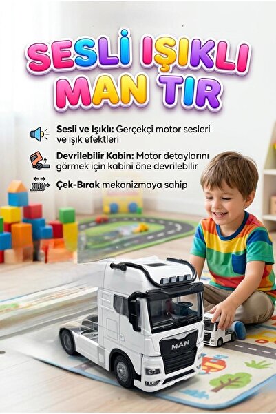 Tıfıl Toys MAN Tır Oyuncak - Beyaz Çek Bırak Mekanizmalı, Sesli ve Işıklı, De...