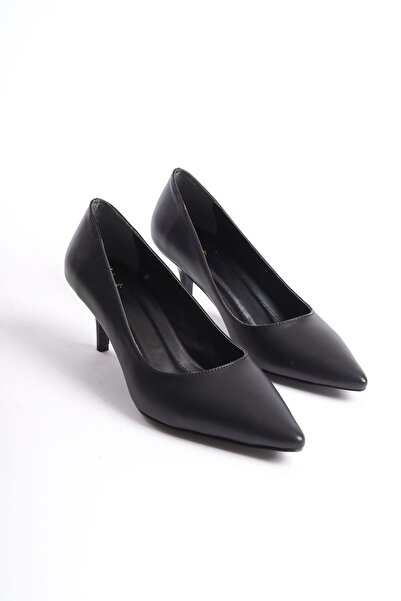 NITU Shoes Μαύρο δερμάτινο στιλέτο με χαμηλό τακούνι