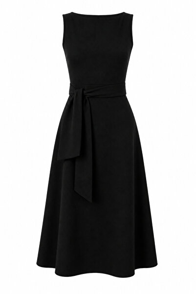 Moda Hour Γυναικείο φόρεμα με μηδενικά μανίκια Κλοσέ κοπή Midi μήκος