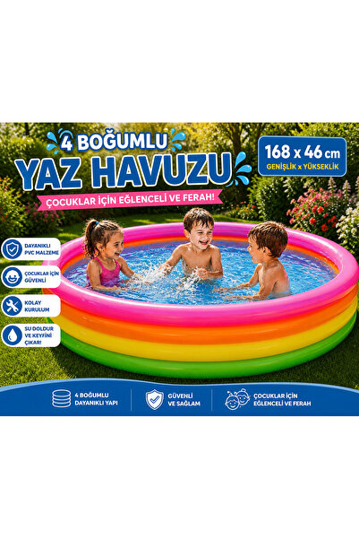 TOTTERİQ 4 Boğumlu Şişme Çocuk Havuzu 168x46 cm – Bahçe Yaz Eğlencesi