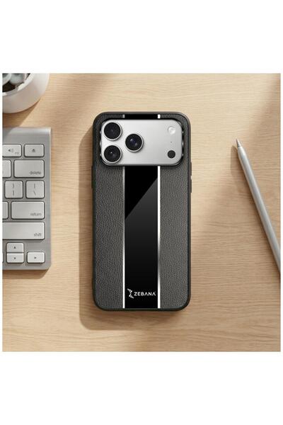 Zebana Apple iPhone 17 Pro Max Uyumlu Kılıf Premium Deri Kılıf Siyah