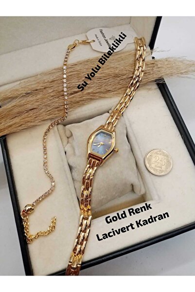 Brality Minimal Still Kadın Kol Saati GOLD Renk Kasa.. LACİVERT KADRAN.... Go...