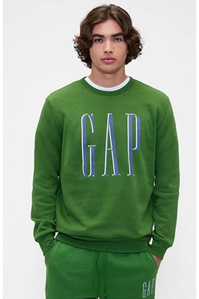 GAP 645634 Logo Fleece Sweatshirt Men's Sweatshirt Green