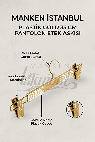 Manken İstanbul 3 bucăți din plastic placat cu aur pentru pantaloni cuier pen...