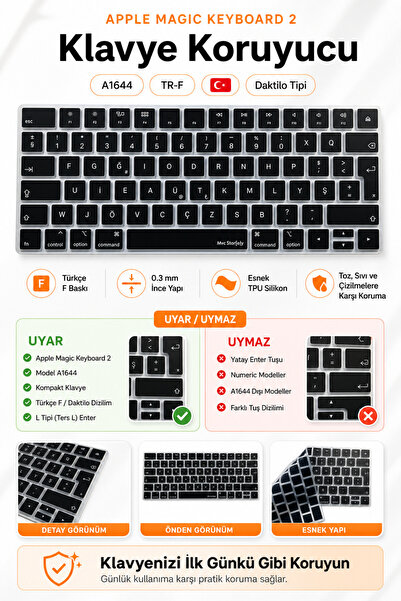 Mcstorey iMac F Klavye Apple Magic Keyboard-2 A1644 Ile Uyumlu Klavye Koruyuc...