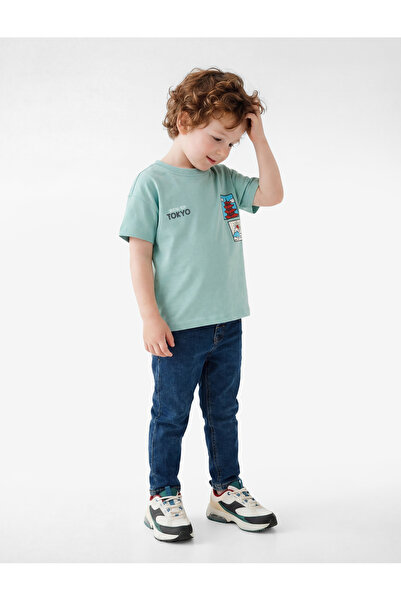 Koton Printed Short Sleeve Crew Neck Cotton Oversize T-Shirt