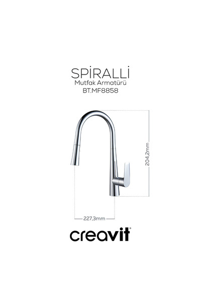 Creavit Mf8858 Spiralli Mutfak Armatürü Krom