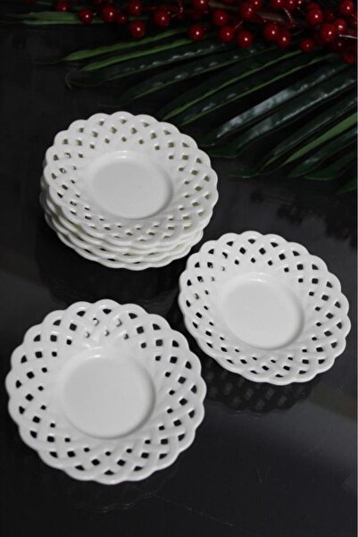 abnturk Delikli Yüksek Kalite Plastik Taşmaz Oluklu Çay Tabağı 6 Parça