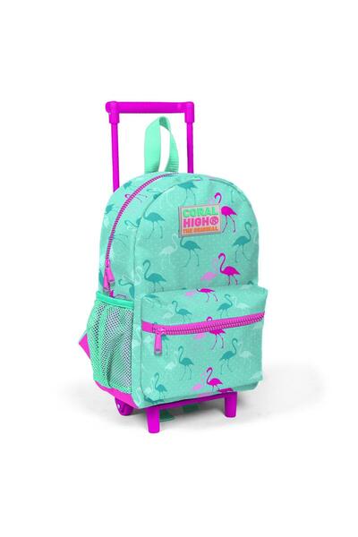 Coral High Kids Minik Yuva Çekçekli Sırt Çantası Su Yeşili Neon Pembe Flaming...