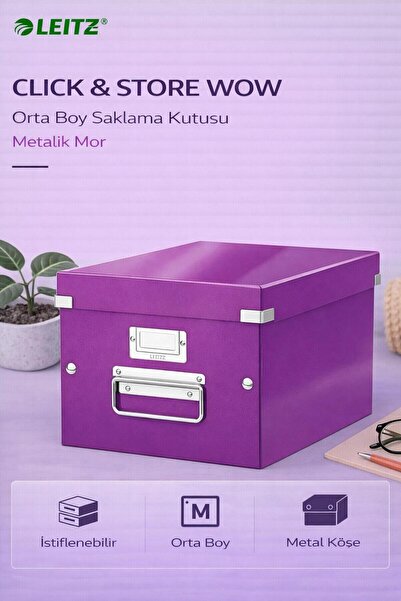 Genel Markalar Click & Store WOW Orta Boy Saklama Kutusu Metalik Mor- KOD:604...