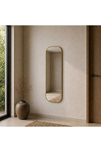 Aypars Atölye MDF çerçeve Modern Oval Boy Aynası 40x120 cm – Yuvarlak Hatlı M...