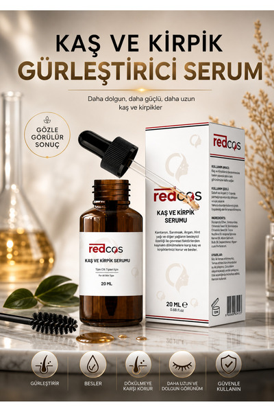 redCOS Kaş & Kirpik Güçlendirici Biotin+Peptit+Bitkisel Yağ Kompleksi Uzatma,...