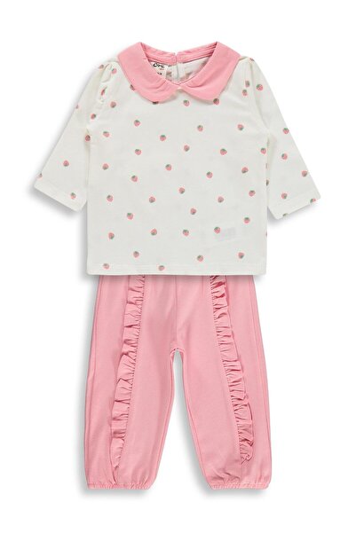 Civil Baby Çilek Emp Bebe Yaka 6-18 Ay Takım - Ekru