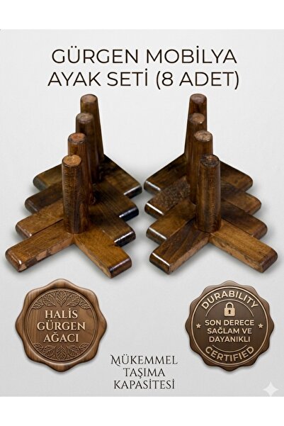 LEGORA WOOD DESİNG 1. Classical Hornbeam Wood 15 cm Dark Walnut Furniture Sof...