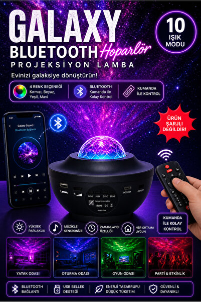nextbuy Bluetooth Hoparlör Parti Led Gece Lambası Yıldızlı Projeksiyon Galaxy...