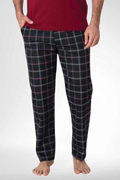 Mecit Pijama Mecit 3001 Siyah Ekoseli Erkek Tek Alt Pijama