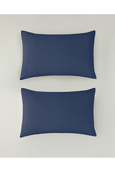 English Home Pure Pamuklu 2'li Yastık Kılıfı 50x70 cm Gece Mavisi