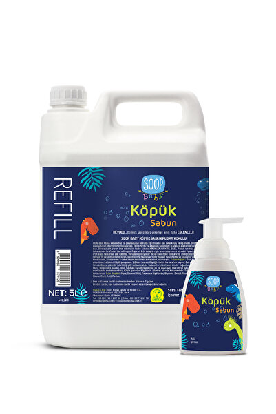 %100 Doğal Köpük Sabun Dinozor 5L Pudra Kokulu Bitkisel Vegan Hipoalerjenik