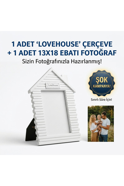 Kişiye Özel Fotoğraflı Beyaz Ev Çerçeve - 13x18 cm Fotoğraf Hediyeli