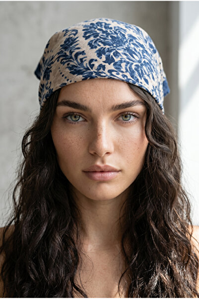 Alice İsstanbul Lacivert Desenli Şal&Fular&Bandana 70X70