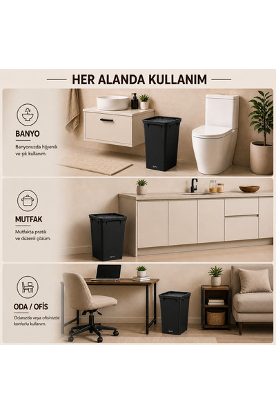 QUTU Q-trash Bın 20 L Black Çöp Kovası