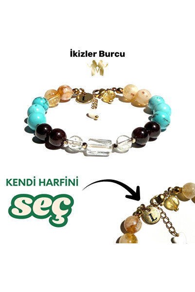ŞUFAYS İkizler Burcu Kişiye Özel Doğal Taş Harf Bileklik