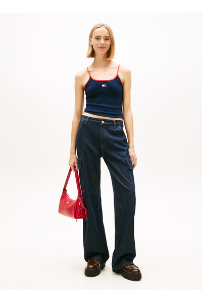 Tommy Jeans Lacivert Kadın T-Shirt TJW SLIM BADGE STRAPPY TOP
