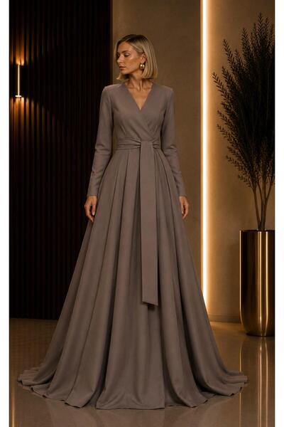 SERAVENZA COUTURE Maxi Boy Double-Breasted Stylish Crepe Dress with Closed Be...