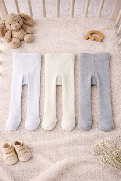 Apptakı Kız Erkek Bebek Pamuklu Külotlu Çorap 3’lü Paket (0-24 Ay) - KCP0002