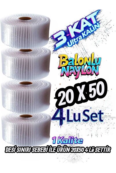HBNC 20 cm X 50 Metre Balonlu Naylon 5 Li Set Patpat Eşya Koruma Naylonu