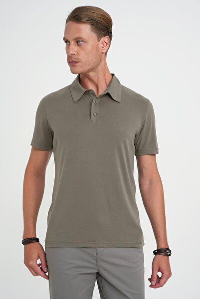 Efor Comfort Fit Modal Karışım Kıvrılmaz Polo Yaka Haki Tişört TS 903