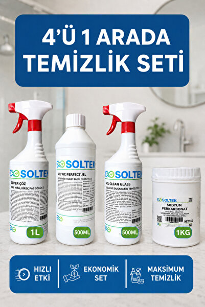 SOLTEK KİMYA 4'Ü1 ARADA ETKİLİ VE GÜÇLÜ TEMİZLİK SETİ (4'LÜ SET)