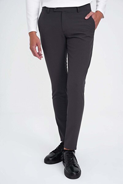 Efor Slim Fit Yan Cepli Düz Esnek Casual Antrasit Pantolon P 1144