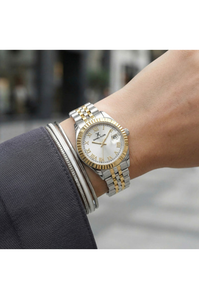 Daniel Klein Premium Silver and Rose Gold Stainless Steel Watch for Women DK....