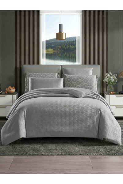 Donetella 4-Pcs Geometric Duvet Cover Set, Queen Size 200x230 cm, Brushed Mic...