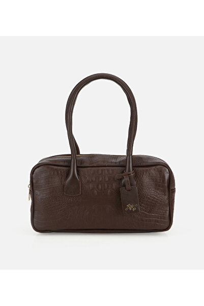 Hotiç Women's Leather Brown Bowling Shoulder Bag